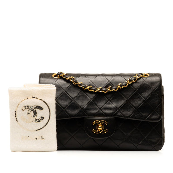 シャネル マトラッセ23 ココマーク Wフラップ チェーン ショルダーバッグ ブラック ラムスキン レディース CHANEL 【中古】