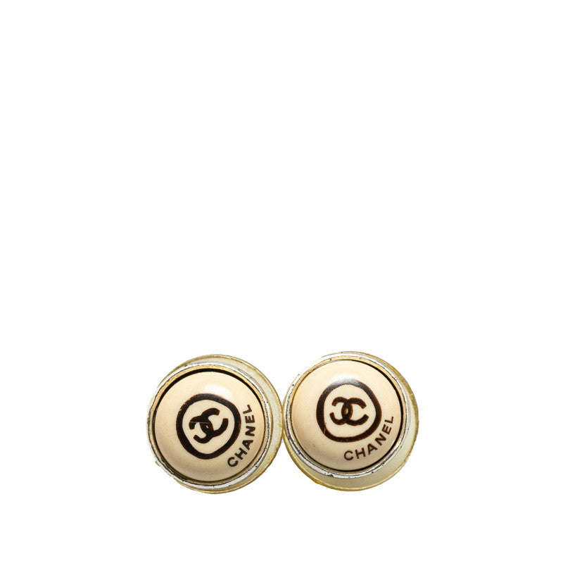 シャネル ココマーク 手書き風 ピアス シルバー アイボリー ブラック プラスチック メタル レディース CHANEL 【中古】
