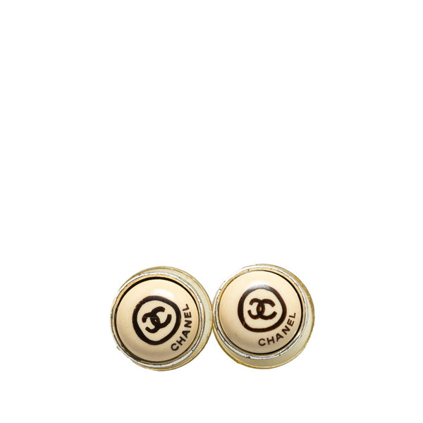 シャネル ココマーク 手書き風 ピアス シルバー アイボリー ブラック プラスチック メタル レディース CHANEL 【中古】