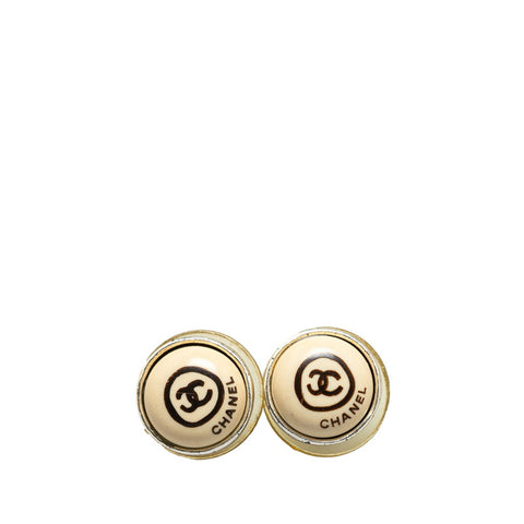シャネル ココマーク 手書き風 ピアス シルバー アイボリー ブラック プラスチック メタル レディース CHANEL 【中古】