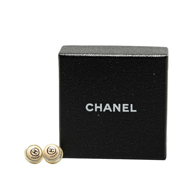 シャネル ココマーク 手書き風 ピアス シルバー アイボリー ブラック プラスチック メタル レディース CHANEL 【中古】