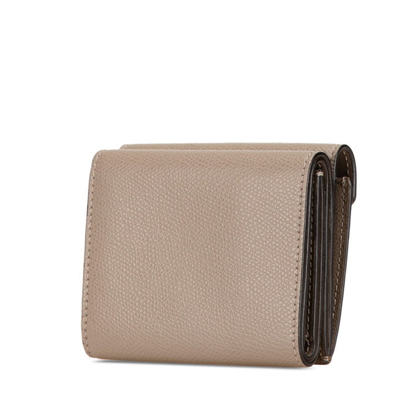 フェンディ FFダイヤモンド 三つ折り財布 コンパクトウォレット 8M0480 グレー レザー レディース FENDI 【中古】