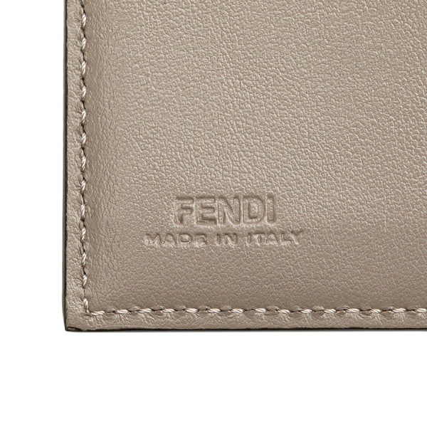フェンディ FFダイヤモンド 三つ折り財布 コンパクトウォレット 8M0480 グレー レザー レディース FENDI 【中古】