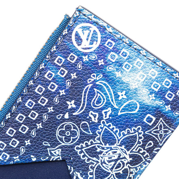ルイ ヴィトン モノグラム バンダナ コインケース フラグメントケース M81432 ブルー ネイビー PVC レザー メンズ LOUIS VUITTON 【中古】