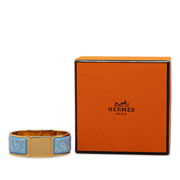 エルメス エマイユGM ロケ 七宝焼き バングル ブレスレット ゴールド ライトブルー ピンク メッキ レディース HERMES 【中古】