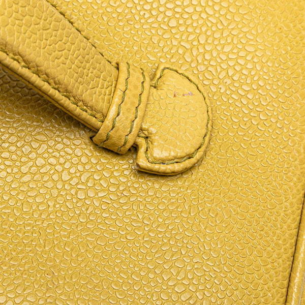 シャネル ココマーク ミラー付き バニティバッグ ハンドバッグ イエロー キャビアスキン レディース CHANEL 【中古】