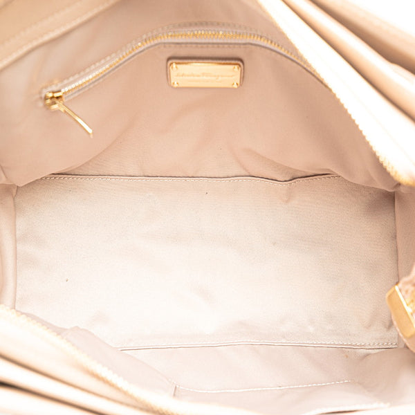 サルヴァトーレフェラガモ ガンチーニ ハンドバッグ ショルダーバッグ 2WAY GG-21F317 ベージュ ピンク レザー レディース Salvatore Ferragamo 【中古】