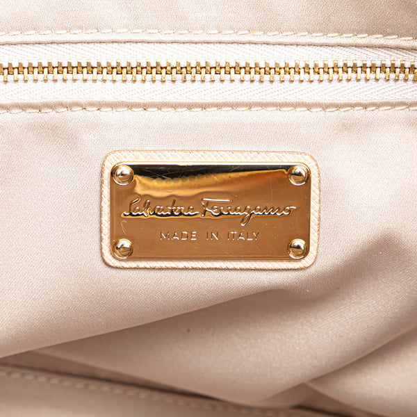 サルヴァトーレフェラガモ ガンチーニ ハンドバッグ ショルダーバッグ 2WAY GG-21F317 ベージュ ピンク レザー レディース Salvatore Ferragamo 【中古】