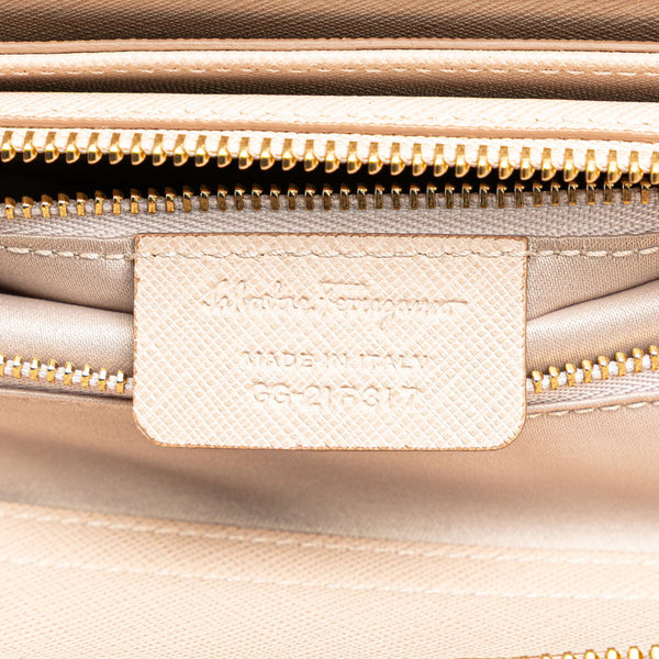 サルヴァトーレフェラガモ ガンチーニ ハンドバッグ ショルダーバッグ 2WAY GG-21F317 ベージュ ピンク レザー レディース Salvatore Ferragamo 【中古】