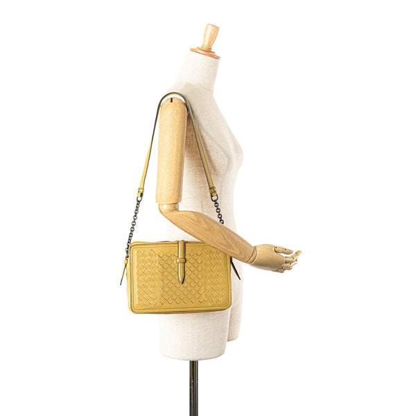 ボッテガヴェネタ イントレチャート ワンショルダーバッグ イエロー レザー レディース BOTTEGAVENETA 【中古】