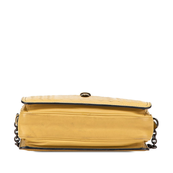 ボッテガヴェネタ イントレチャート ワンショルダーバッグ イエロー レザー レディース BOTTEGAVENETA 【中古】