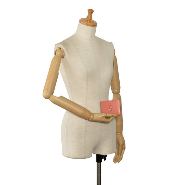 カルティエ C ドゥ カードケース パスケース 名刺入れ ピンク レザー レディース CARTIER 【中古】