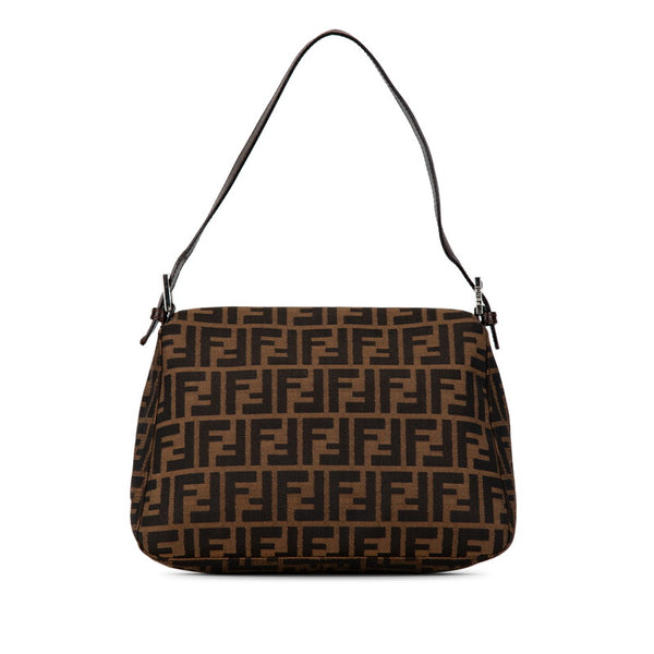フェンディ ズッカ マンマバケット ハンドバッグ ワンショルダーバッグ ブラウン キャンバス レザー レディース FENDI 【中古】