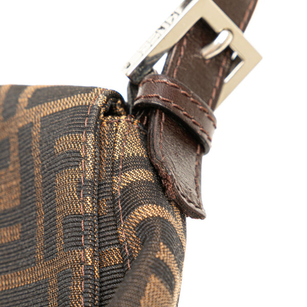 フェンディ ズッカ マンマバケット ハンドバッグ ワンショルダーバッグ ブラウン キャンバス レザー レディース FENDI 【中古】