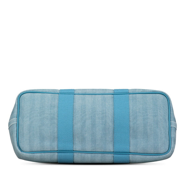 エルメス ヴァルパライソMM ハンドバッグ ブルージーン トワルシェブロン レザー レディース HERMES 【中古】