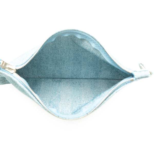 エルメス ヴァルパライソMM ハンドバッグ ブルージーン トワルシェブロン レザー レディース HERMES 【中古】