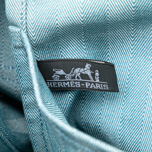 エルメス ヴァルパライソMM ハンドバッグ ブルージーン トワルシェブロン レザー レディース HERMES 【中古】