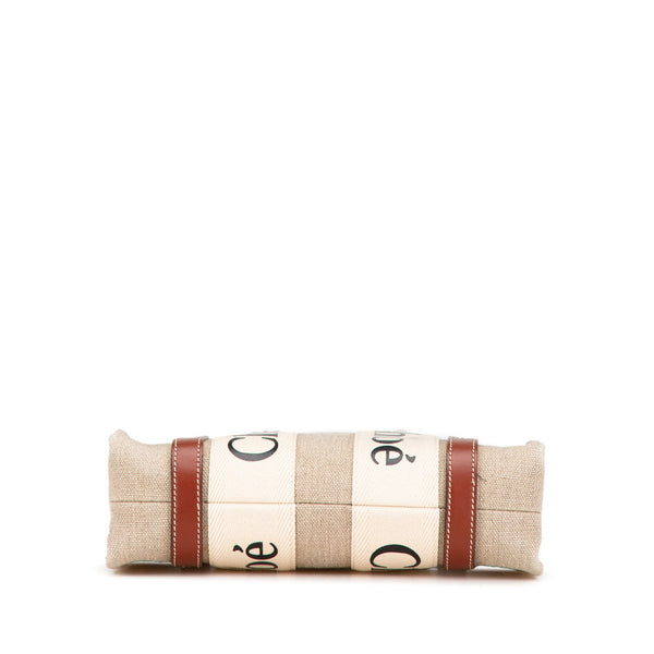 クロエ ウッディ スモール ハンドバッグ ショルダーバッグ 2WAY ベージュ ブラウン キャンバス レザー レディース Chloe 【中古】