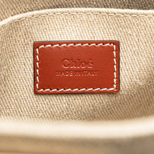クロエ ウッディ スモール ハンドバッグ ショルダーバッグ 2WAY ベージュ ブラウン キャンバス レザー レディース Chloe 【中古】