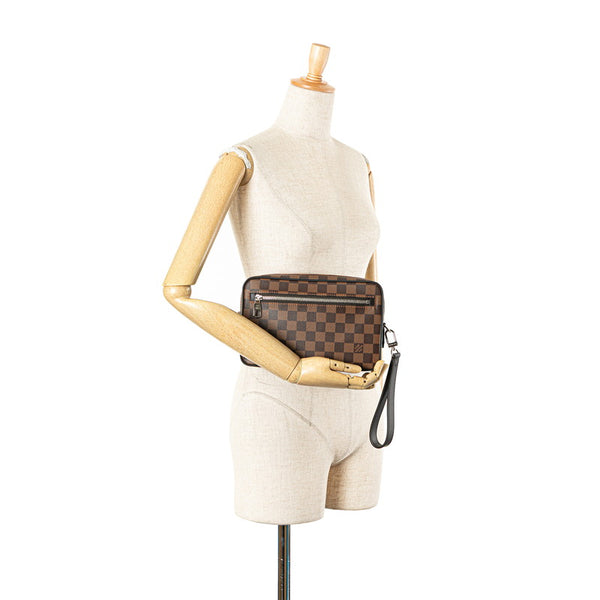 ルイ ヴィトン ダミエ ポシェット カサイ セカンドバッグ ポーチ N41663 ブラウン PVC レザー レディース LOUIS VUITTON 【中古】