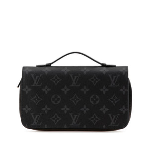 ルイ ヴィトン モノグラム エクリプス ジッピー XL ラウンドファスナー 長財布 M61698 ブラック PVC レザー レディース LOUIS VUITTON 【中古】