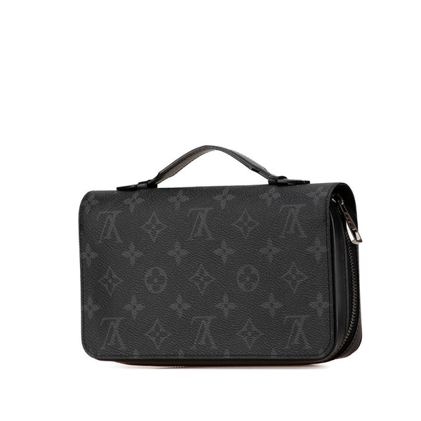 ルイ ヴィトン モノグラム エクリプス ジッピー XL ラウンドファスナー 長財布 M61698 ブラック PVC レザー レディース LOUIS VUITTON 【中古】