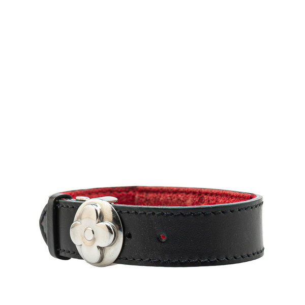 ルイ ヴィトン モノグラム ヴー グッドラック ブレスレット M64447 ブラック ノワール レザー メタル レディース LOUIS VUITTON 【中古】