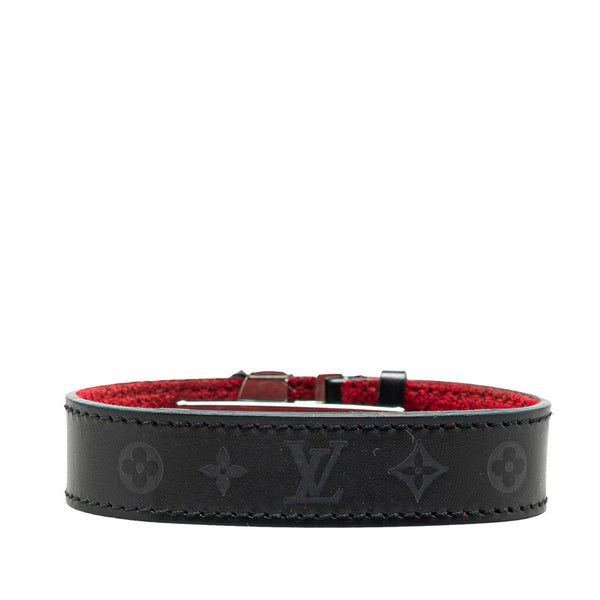 ルイ ヴィトン モノグラム ヴー グッドラック ブレスレット M64447 ブラック ノワール レザー メタル レディース LOUIS VUITTON 【中古】