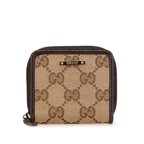 グッチ GGキャンバス ミニ コインケース 小銭入れ 115255 ブラウン ベージュ キャンバス レザー レディース GUCCI 【中古】