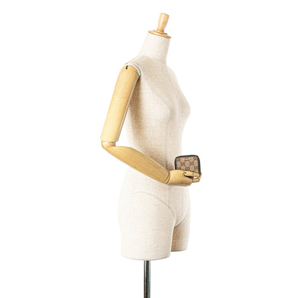 グッチ GGキャンバス ミニ コインケース 小銭入れ 115255 ブラウン ベージュ キャンバス レザー レディース GUCCI 【中古】