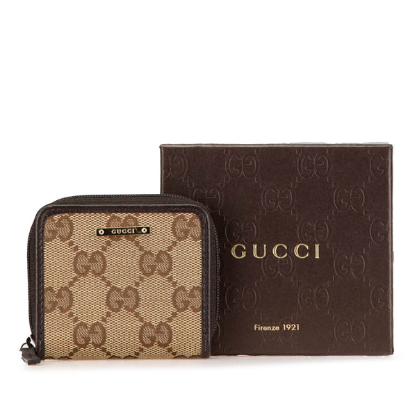 グッチ GGキャンバス ミニ コインケース 小銭入れ 115255 ブラウン ベージュ キャンバス レザー レディース GUCCI 【中古】