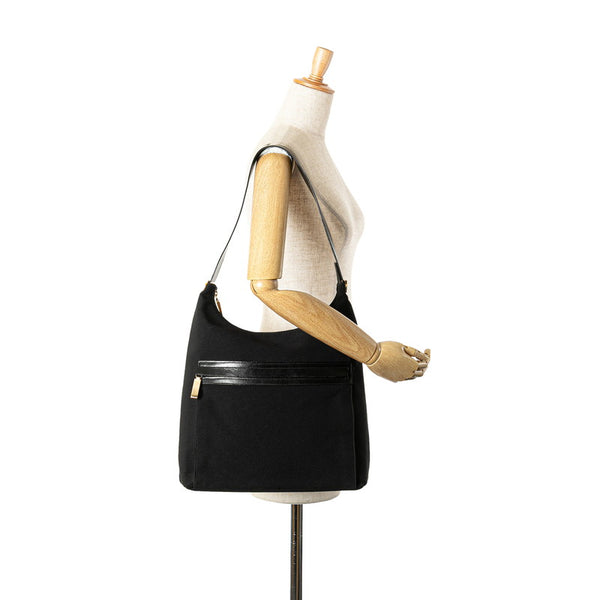 サルヴァトーレフェラガモ ハンドバッグ ブラック キャンバス レザー レディース Salvatore Ferragamo 【中古】