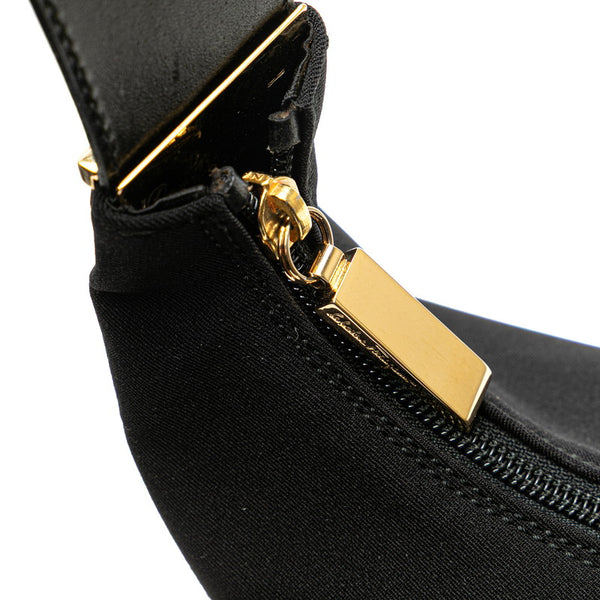 サルヴァトーレフェラガモ ハンドバッグ ブラック キャンバス レザー レディース Salvatore Ferragamo 【中古】