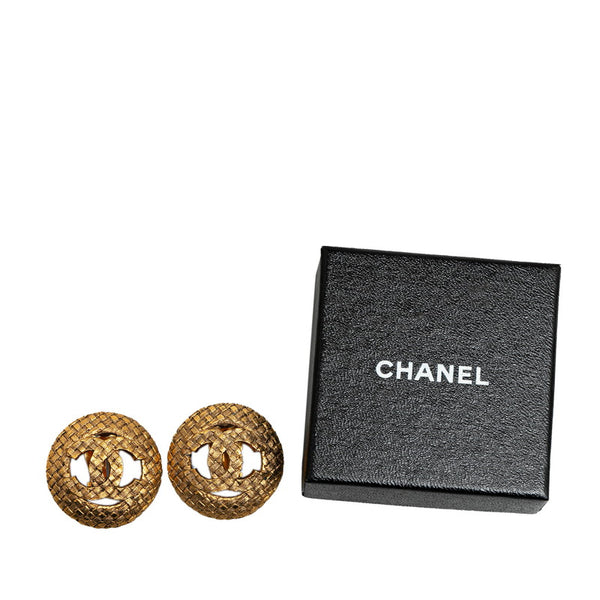 シャネル ココマーク ラウンド サークル 編み込み モチーフ イヤリング ゴールド メッキ レディース CHANEL 【中古】