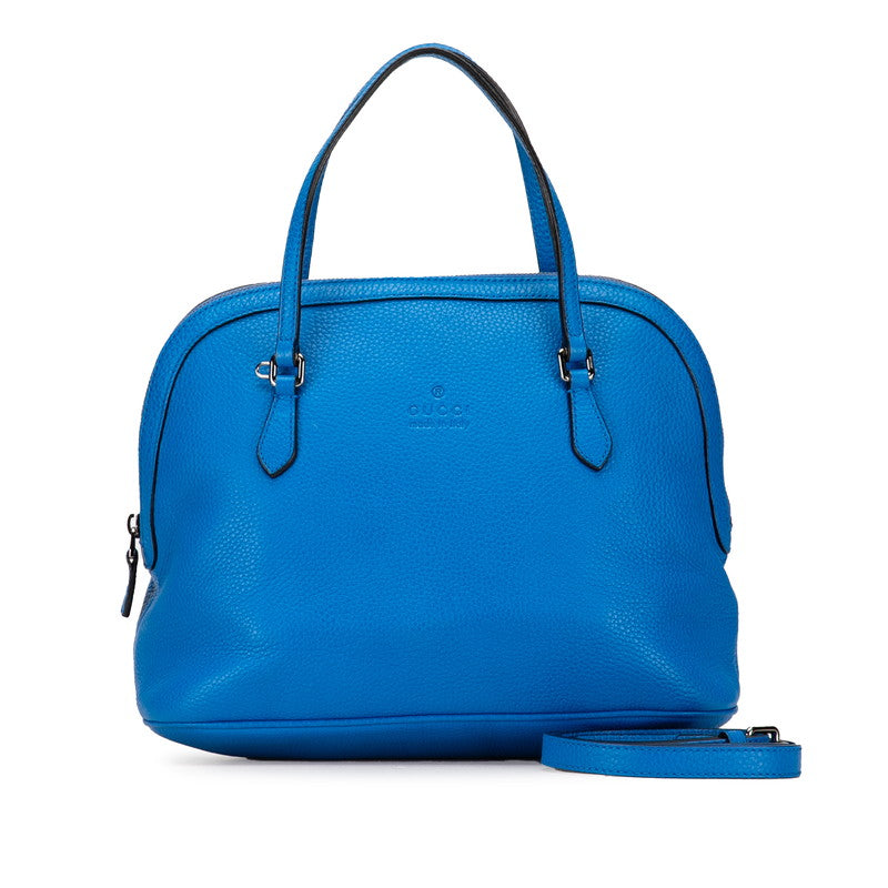 グッチ ロゴ ハンドバッグ ショルダーバッグ 2WAY ブルー レザー レディース GUCCI 【中古】