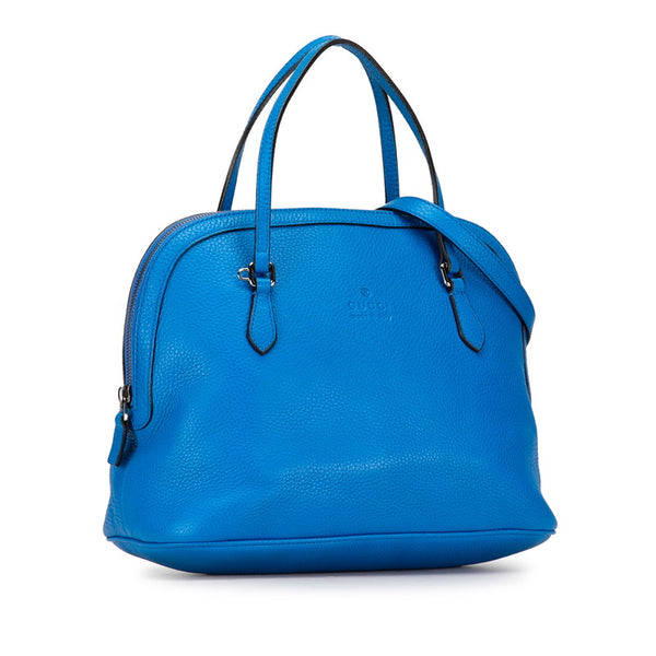 グッチ ロゴ ハンドバッグ ショルダーバッグ 2WAY ブルー レザー レディース GUCCI 【中古】