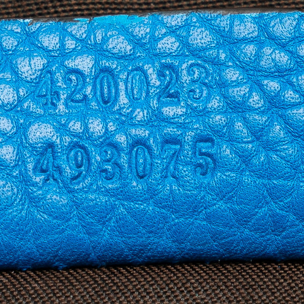 グッチ ロゴ ハンドバッグ ショルダーバッグ 2WAY ブルー レザー レディース GUCCI 【中古】