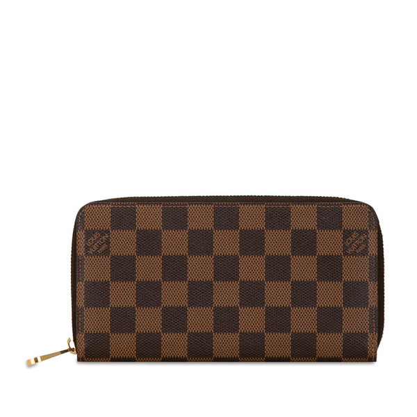 ルイ ヴィトン ダミエ ジッピーウォレット ラウンドファスナー 長財布 N60015 ブラウン PVC レディース LOUIS VUITTON 【中古】
