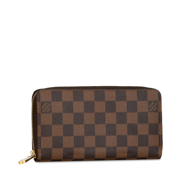 ルイ ヴィトン ダミエ ジッピーウォレット ラウンドファスナー 長財布 N60015 ブラウン PVC レディース LOUIS VUITTON 【中古】
