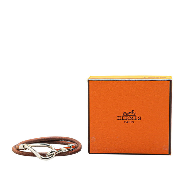 エルメス ジャンボ ブレスレット ブラウン シルバー レザー メタル レディース HERMES 【中古】