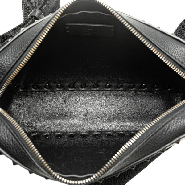 ヴァレンティノ ロックスタッズ ショルダーバッグ ブラック レザー レディース VALENTINO 【中古】