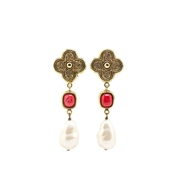 シャネル グリポア スイングパール イヤリング ゴールド メッキ フェイクパール レディース CHANEL 【中古】