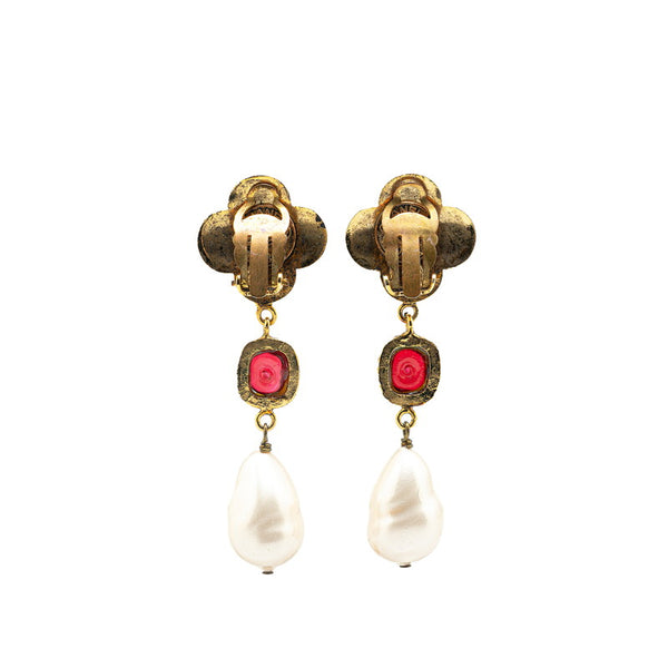 シャネル グリポア スイングパール イヤリング ゴールド メッキ フェイクパール レディース CHANEL 【中古】