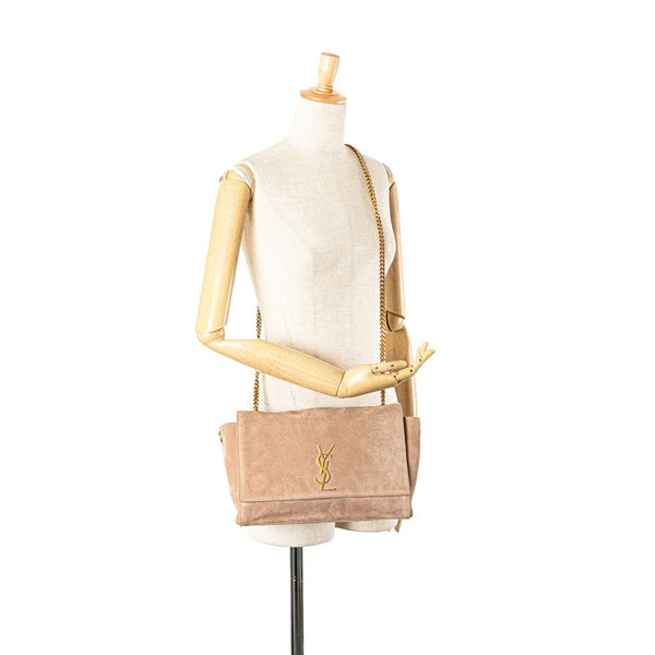 サンローラン ケイト 斜め掛け チェーン ショルダーバッグ ベージュ スエード レディース SAINT LAURENT 【中古】