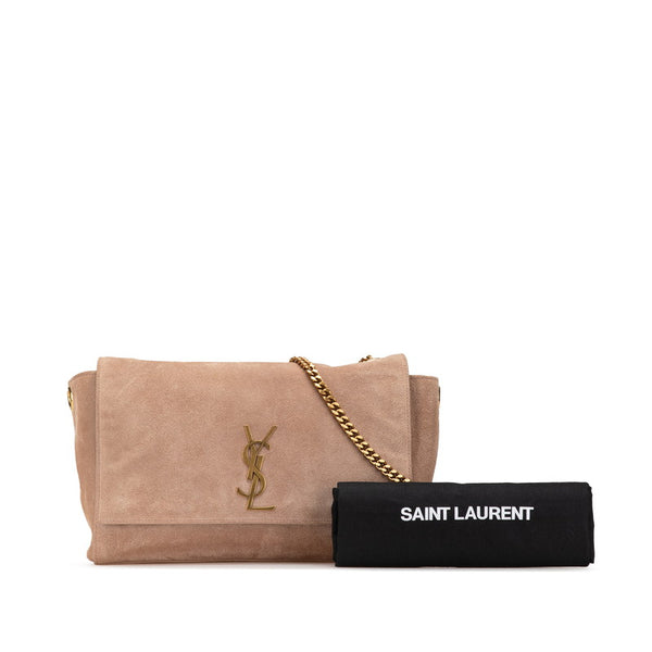 サンローラン ケイト 斜め掛け チェーン ショルダーバッグ ベージュ スエード レディース SAINT LAURENT 【中古】