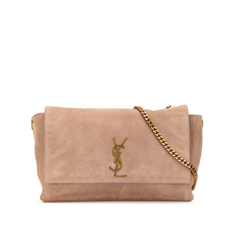 サンローラン ケイト 斜め掛け チェーン ショルダーバッグ ベージュ スエード レディース SAINT LAURENT 【中古】