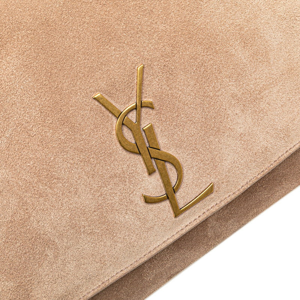 サンローラン ケイト 斜め掛け チェーン ショルダーバッグ ベージュ スエード レディース SAINT LAURENT 【中古】