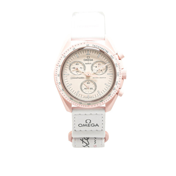 オメガ スピードマスター コラボモデル MISSION TO VENUS 腕時計 クオーツ アイボリー文字盤 ステンレススチール ナイロン レディース OMEGA 【中古】