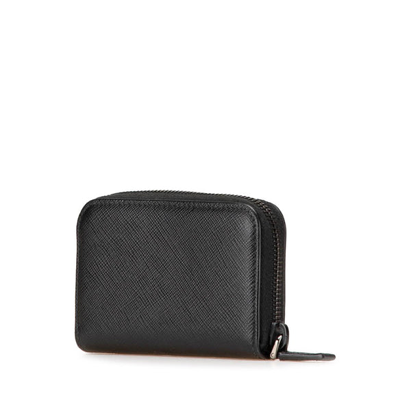 プラダ サフィアーノ ラウンドファスナー コインケース ブラック レザー レディース PRADA 【中古】