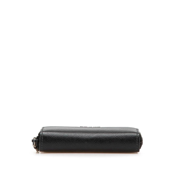 プラダ サフィアーノ ラウンドファスナー コインケース ブラック レザー レディース PRADA 【中古】